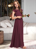 Allison A-Line Scoop Neck Floor-Length Chiffon Junior Bridesmaid Dress With Cascading Ruffles STAP0013466