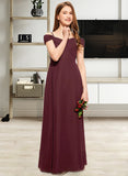 Tessa A-Line Off-the-Shoulder Floor-Length Chiffon Junior Bridesmaid Dress With Ruffle STAP0013467