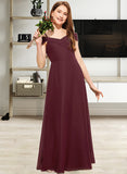 Tessa A-Line Off-the-Shoulder Floor-Length Chiffon Junior Bridesmaid Dress With Ruffle STAP0013467