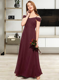 Tessa A-Line Off-the-Shoulder Floor-Length Chiffon Junior Bridesmaid Dress With Ruffle STAP0013467