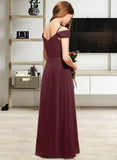 Tessa A-Line Off-the-Shoulder Floor-Length Chiffon Junior Bridesmaid Dress With Ruffle STAP0013467