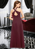 Kaylah A-Line V-neck Floor-Length Chiffon Junior Bridesmaid Dress With Ruffle STAP0013468