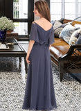 Kiana A-Line Off-the-Shoulder Floor-Length Chiffon Junior Bridesmaid Dress With Ruffle Bow(s) STAP0013479