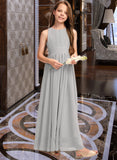 Alisa A-Line Scoop Neck Floor-Length Chiffon Junior Bridesmaid Dress With Ruffle Bow(s) STAP0013483