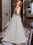 Alisa A-Line Scoop Neck Floor-Length Chiffon Junior Bridesmaid Dress With Ruffle Bow(s) STAP0013483