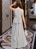 Alisa A-Line Scoop Neck Floor-Length Chiffon Junior Bridesmaid Dress With Ruffle Bow(s) STAP0013483