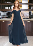 Karsyn A-Line Off-the-Shoulder Floor-Length Chiffon Junior Bridesmaid Dress STAP0013485