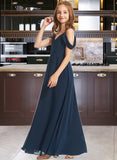 Karsyn A-Line Off-the-Shoulder Floor-Length Chiffon Junior Bridesmaid Dress STAP0013485