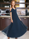 Karsyn A-Line Off-the-Shoulder Floor-Length Chiffon Junior Bridesmaid Dress STAP0013485