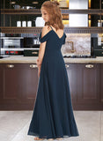 Karsyn A-Line Off-the-Shoulder Floor-Length Chiffon Junior Bridesmaid Dress STAP0013485