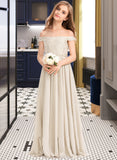 Scarlett A-Line Off-the-Shoulder Floor-Length Chiffon Lace Junior Bridesmaid Dress STAP0013514