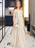 Scarlett A-Line Off-the-Shoulder Floor-Length Chiffon Lace Junior Bridesmaid Dress STAP0013514