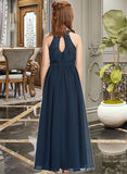 Amari A-LineScoopNeckFloor-LengthChiffonLaceJuniorBridesmaidDress#234030 STAP0013538