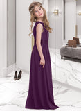 Azaria A-Line One-Shoulder Floor-Length Chiffon Junior Bridesmaid Dress With Ruffle STAP0013544