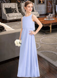 Eloise A-Line Scoop Neck Floor-Length Chiffon Junior Bridesmaid Dress STAP0013558