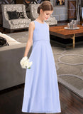 Eloise A-Line Scoop Neck Floor-Length Chiffon Junior Bridesmaid Dress STAP0013558