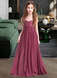 Saige A-Line Sweetheart Floor-Length Chiffon Junior Bridesmaid Dress With Ruffle STAP0013568