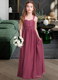 Saige A-Line Sweetheart Floor-Length Chiffon Junior Bridesmaid Dress With Ruffle STAP0013568