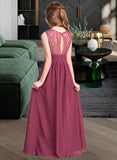 Saige A-Line Sweetheart Floor-Length Chiffon Junior Bridesmaid Dress With Ruffle STAP0013568