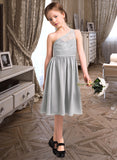 Alma A-Line One-Shoulder Knee-Length Chiffon Lace Junior Bridesmaid Dress STAP0013571