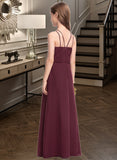 Yvonne A-Line V-neck Floor-Length Chiffon Junior Bridesmaid Dress STAP0013577