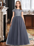 Zaniyah Ball-Gown/Princess Scoop Neck Floor-Length Tulle Lace Junior Bridesmaid Dress STAP0013578