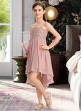 Kaelyn A-Line Square Neckline Asymmetrical Chiffon Lace Junior Bridesmaid Dress STAP0013580