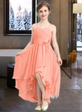 Michaelia A-Line Sweetheart Asymmetrical Chiffon Junior Bridesmaid Dress With Ruffle Flower(s) STAP0013587