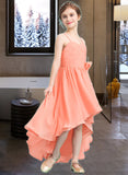 Michaelia A-Line Sweetheart Asymmetrical Chiffon Junior Bridesmaid Dress With Ruffle Flower(s) STAP0013587