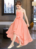 Michaelia A-Line Sweetheart Asymmetrical Chiffon Junior Bridesmaid Dress With Ruffle Flower(s) STAP0013587