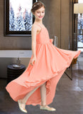 Michaelia A-Line Sweetheart Asymmetrical Chiffon Junior Bridesmaid Dress With Ruffle Flower(s) STAP0013587