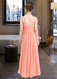 Michaelia A-Line Sweetheart Asymmetrical Chiffon Junior Bridesmaid Dress With Ruffle Flower(s) STAP0013587