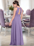 Willow A-Line Scoop Neck Floor-Length Chiffon Junior Bridesmaid Dress With Ruffle STAP0013588