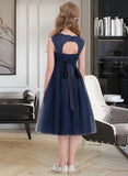 Tia Empire Sweetheart Knee-Length Tulle Junior Bridesmaid Dress With Ruffle STAP0013590