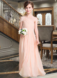 Mireya A-Line One-Shoulder Floor-Length Chiffon Junior Bridesmaid Dress With Ruffle STAP0013594