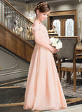 Mireya A-Line One-Shoulder Floor-Length Chiffon Junior Bridesmaid Dress With Ruffle STAP0013594