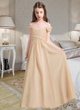 Jazmine A-Line Off-the-Shoulder Floor-Length Chiffon Junior Bridesmaid Dress With Ruffle STAP0013595