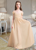 Jazmine A-Line Off-the-Shoulder Floor-Length Chiffon Junior Bridesmaid Dress With Ruffle STAP0013595