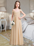 Jazmine A-Line Off-the-Shoulder Floor-Length Chiffon Junior Bridesmaid Dress With Ruffle STAP0013595