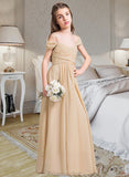 Jazmine A-Line Off-the-Shoulder Floor-Length Chiffon Junior Bridesmaid Dress With Ruffle STAP0013595