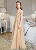 Jazmine A-Line Off-the-Shoulder Floor-Length Chiffon Junior Bridesmaid Dress With Ruffle STAP0013595