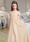 Jazmine A-Line Off-the-Shoulder Floor-Length Chiffon Junior Bridesmaid Dress With Ruffle STAP0013595