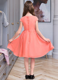 Suzanne A-Line Scoop Neck Knee-Length Chiffon Junior Bridesmaid Dress With Bow(s) STAP0013596