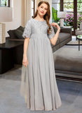 Emelia A-LineScoopNeckFloor-LengthChiffonLaceJuniorBridesmaidDress#253700 STAP0013602