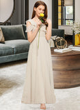 Allison A-Line V-neck Floor-Length Chiffon Junior Bridesmaid Dress With Cascading Ruffles STAP0013603