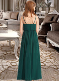 Tess A-Line V-neck Floor-Length Chiffon Junior Bridesmaid Dress With Ruffle STAP0013606