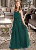 Tess A-Line V-neck Floor-Length Chiffon Junior Bridesmaid Dress With Ruffle STAP0013606