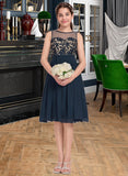 Ashlynn A-Line Scoop Neck Knee-Length Chiffon Junior Bridesmaid Dress STAP0013614