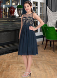 Ashlynn A-Line Scoop Neck Knee-Length Chiffon Junior Bridesmaid Dress STAP0013614