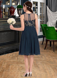 Ashlynn A-Line Scoop Neck Knee-Length Chiffon Junior Bridesmaid Dress STAP0013614